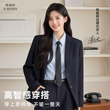 韩曼柯（HANMANKE）西装外套女商务面试职业正装休闲日常黑色西服外套小个子通勤穿搭