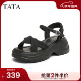 他她（TATA）凉鞋女鞋2025秋季新款休闲厚底法式气质时装凉鞋女 黑色 36