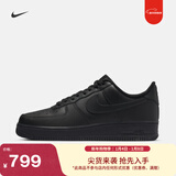 耐克空军一号男子平底运动鞋春胶底板鞋NIKE AIR FORCE 1 CW2288 001黑/黑 38.5