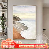 瑞尚（RUISHANG） 极简抽象玄关装饰画现代简约样板间挂画落地画客厅沙发背景墙画 山海浪漫 80*120铝合金外框+晶瓷面(推荐)