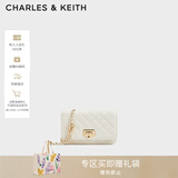 CHARLES&KEITH经典菱格链条小方单肩斜挎包包女包生日礼物新年礼物CK2-70160131 Cream奶白色 小包