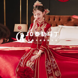 泰勒马丁（TAILEMARTIN） 丝绒秀禾服新娘2025新款中式婚服结婚礼服古装敬酒服小个子可穿 双凤戏珠双袖 M