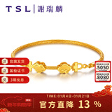 谢瑞麟（TSL）新年礼物 黄金手镯复古风金锁转运足金结婚婚嫁婚庆镯子YO633 约11.25克（工费2120元）