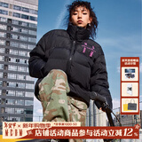 MEDM【王鹤棣同款】 90鸭绒国潮字母刺绣保暖立领羽绒服冬季外套 黑色粉字 M