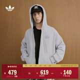 adidas 2025针织运动连帽夹克外套男女秋季阿迪达斯三叶草   浅麻灰   S