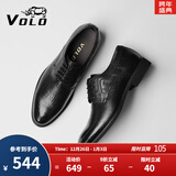 VOLO犀牛男鞋商务正装皮鞋冬季男士内增高透气德比鞋 黑色 40