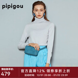 皮皮狗100%山羊绒 高领打底衫基础新款纯色针织上衣内搭毛衣女士秋季 817浅灰色 M /100