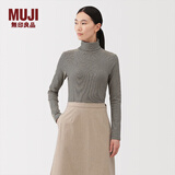 MUJI女式 起毛 罗纹编织 高领长袖T恤 针织衫打底衫女装25年冬季 黑色条纹 L （165/88A）