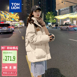 唐狮（TonLion）2025连帽面包服女棉服休闲 B款/米白 M