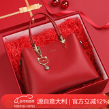 L＇ALPINA袋鼠包包女包牛皮手提包女猫咪挂饰斜挎包通勤大容量百搭单肩包女