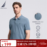 诺帝卡（NAUTICA）男装夏季棉氨混纺休闲亲肤透气短袖POLO衫男KE3100 雾霾蓝41H（231） 2XL
