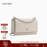 Calvin Klein【新年礼物】通勤单肩包荔枝纹包包金属搭扣链条翻盖CK女包斜挎包