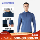 迪卡侬（DECATHLON）冬季内搭速干长袖t恤男训练服运动速干衣健身跑步上衣RUNM 暗夜蓝（保暖速干） L