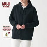 无印良品 MUJI 男女通用 紧密编织毛圈 拉链连帽衫 休闲外套 无性别 卫衣 黑色 S -M(165/88A)