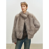 MSBEAST野兽小姐 高实穿度立领正肩时髦双色白狐坎毛皮草外套丨首尔月光 月光浅金-双色晕染 M