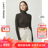 朗姿【朗姿羊毛Basic衣橱】纯羊毛法式毛针织衫冬季新款修身长袖毛衣 深橄榄绿色 M