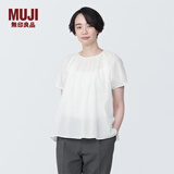 MUJI 女式 强捻短袖罩衫女装衬衫衬衣内搭夏季款纯棉全棉上衣BC2J8C4S 白色 XL 165/92A