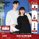 BOY LONDON【秋日极简】秋季情侣款提花潮牌无帽圆领卫衣N03029 黑色 L