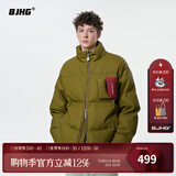 BJHG王栎鑫同款不计后果贴贴羽绒服冬季男生潮牌美式外套宽松防寒服女 枫叶黄绿 M （120-150斤）