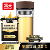 富光 男女士双层玻璃杯 高硼硅玻璃304茶隔水杯子 带茶隔泡茶杯500ml