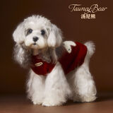 汤尼熊狗狗衣服秋冬无袖保暖毛衣雪纳瑞泰迪比熊保暖背心小型犬猫衣服 保暖加厚毛衣【红色-单耳小狗】 XS丨背长22胸围33建议2-3斤