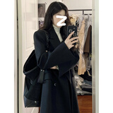 GARNUO灰色毛呢外套女羽绒内胆秋冬季新款小个子高级感正肩西装呢子大衣 黑色【常规内里】 S 【80-100】