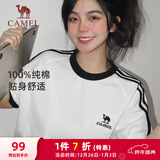 骆驼（CAMEL）夏日纯棉T神男女宽松圆领短袖上衣T恤 C35BAXLN056A 无际白 XL