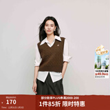 茵曼（INMAN）针织马甲女老钱风V领薄冬季学院风内搭毛衣 浅咖色 M