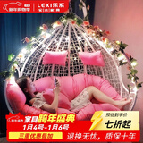 乐系（LEXI） 吊椅双人鸟巢秋千吊篮家用室内阳台吊兰户外吊床藤椅摇篮椅躺椅 双人白色细藤特大号 静音款