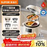 苏泊尔（SUPOR）鸳鸯电压力锅3L 多功能0涂层钢胆2-4人家用 风冷降压电饭煲电炖锅高压锅SY-30YC3001