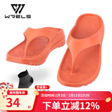 瑞尔士（WRELS）缓震运动人字拖鞋马拉松跑步男女休闲防滑厚底软底减震回弹沙滩鞋 橙色套装(拖鞋+五指袜) 43-44