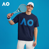 澳网（AO）运动印花短袖T恤宽松2026春夏上衣男女款短袖运动网球服上衣t恤 藏青色 L