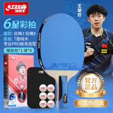 红双喜（DHS）狂飚蓝色 六星乒乓球拍直拍比赛训练专用 7层纯木 H6008 