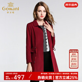 乔万尼秋季装新款外套休闲气质直筒风衣中长款女士 酒红色 L