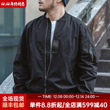 马登工装美式空中MA1飞行员夹克军事风短款外套复古棒球服男潮秋上衣 黑色 L