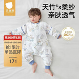 贝肽斯婴儿睡袋夏季竹棉纱布宝宝睡衣分腿儿童防踢被睡袋前6后4松鼠 S
