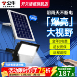 公牛太阳能投光灯户外路灯防水超亮家用照明庭院农村大功率高杆草坪灯 100W型+遥控【推荐面积约100㎡】