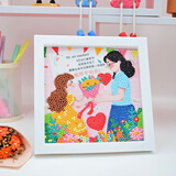 USERJOY手工diy制作材料带框钻石画爱国主题砖石贴画国庆节礼物贴钻画 教师节快乐B+塑料相框+工具