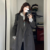 GARNUO灰色毛呢外套女羽绒内胆秋冬季新款小个子高级感正肩西装呢子大衣 灰色【常规内里】 S 【80-100】