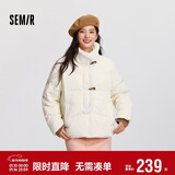 森马（Semir）森马羽绒服女新中式仿兔毛领短款保暖外套24冬新款109724113017