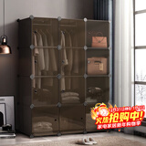 安尔雅衣柜简易组装双人衣橱简约出租房组合塑料收纳储物柜卧室单人衣柜