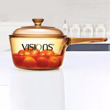 康宁晶彩1L单柄奶锅耐热玻璃汤锅炖锅宝宝辅食锅耐高温明火可用