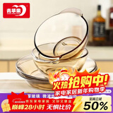 青苹果新年礼物欧式茶色耐热玻璃碗盘餐具套装水果沙拉碗2碗2盘4件套