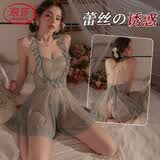 浪莎情趣内衣性感法式纯欲睡衣女蕾丝后开叉美背免脱吊带睡裙房事战袍