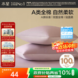 水星家纺枕套全棉枕头套100%纯棉A类枕头罩一对装双人家用48x74cm紫