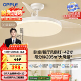 欧普（OPPLE）风扇灯吊扇灯遥控LED照明Ra98餐厅卧室吊灯变频低噪包安装 冰风白