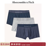 Abercrombie & Fitch男装3条组合装经典LOGO舒适柔软弹力轻薄四角内裤114-3083 蓝色/灰色 3条 S