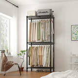 川井落地挂衣架卧室金属衣柜钢架双层家用衣帽间组合架钢制货架式衣柜