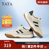 他她（TATA）男士阿甘男鞋复古德训鞋男运动休闲鞋厚底板鞋小白鞋PCB01AM5 米/蓝 41