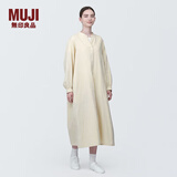 MUJI女式 木棉混双层纱织长袖连衣裙长裙裙子衬衫裙 BC2IOC4S 原色 M 160/84A